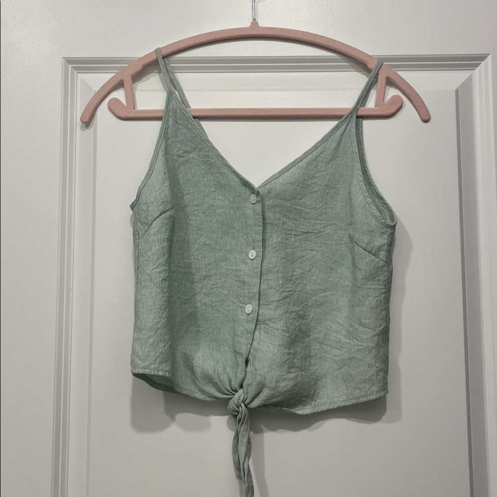 Sage Green Button Tank Top